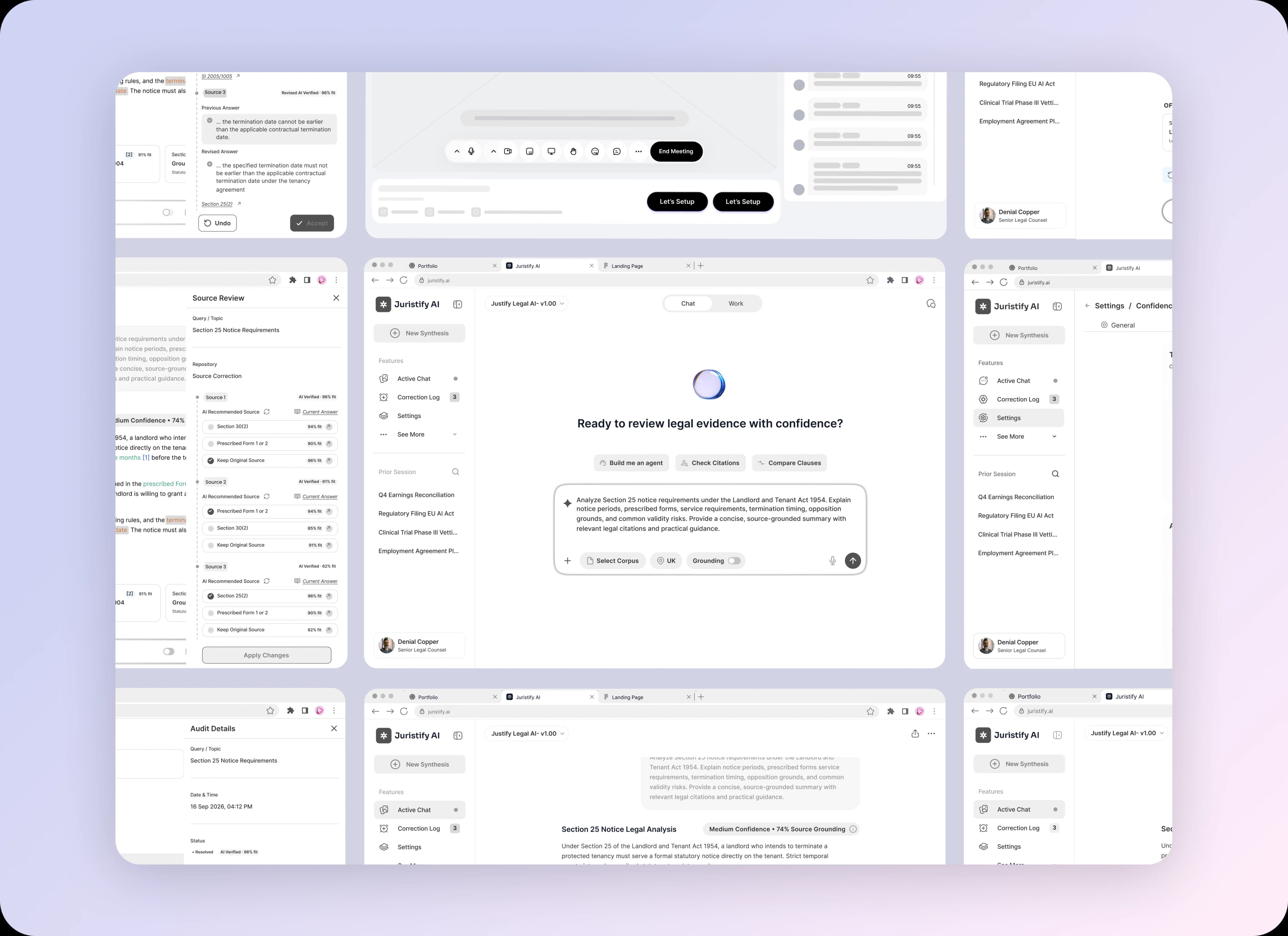 Juristify AI low-fidelity wireframes