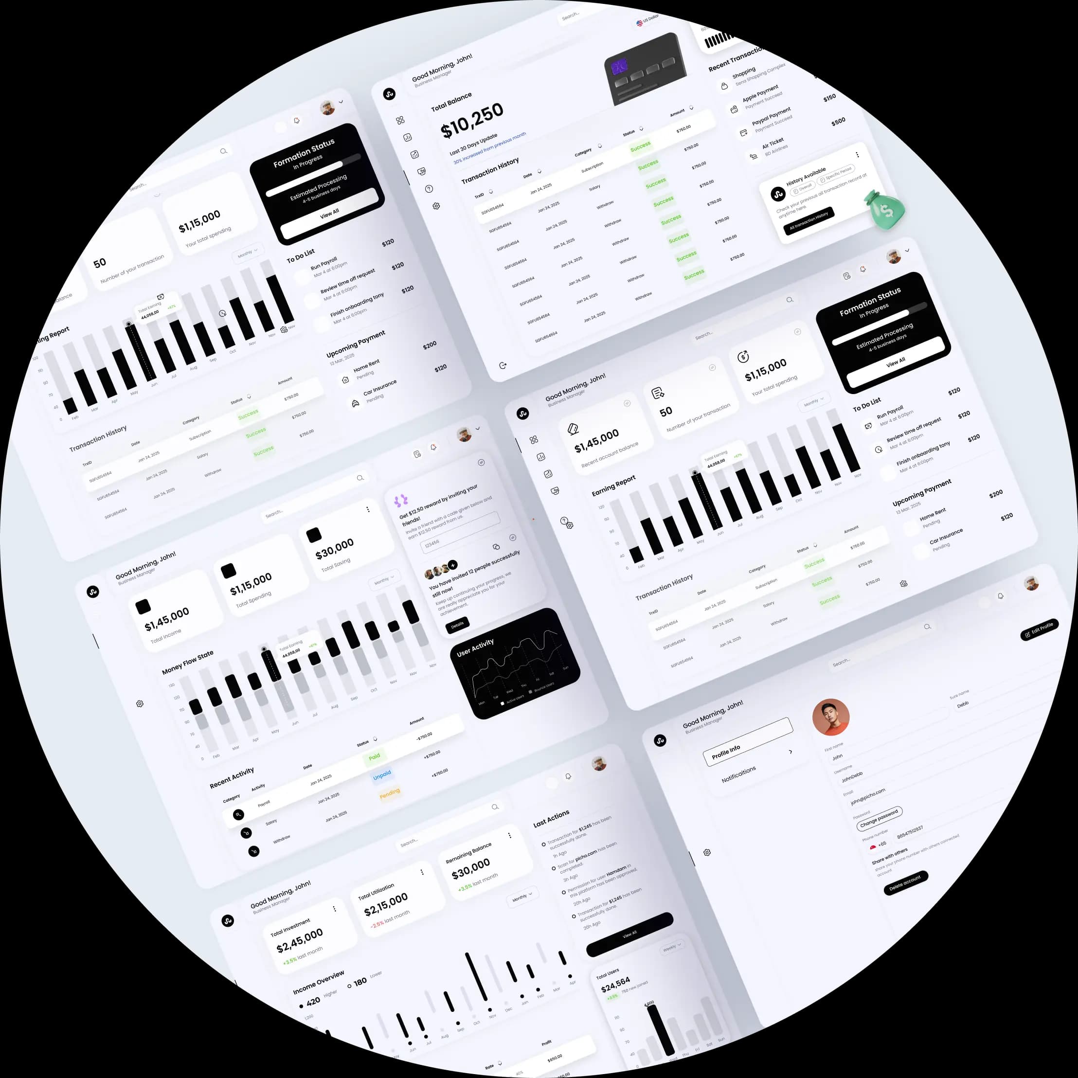 Enterprise product interfaces displayed across devices